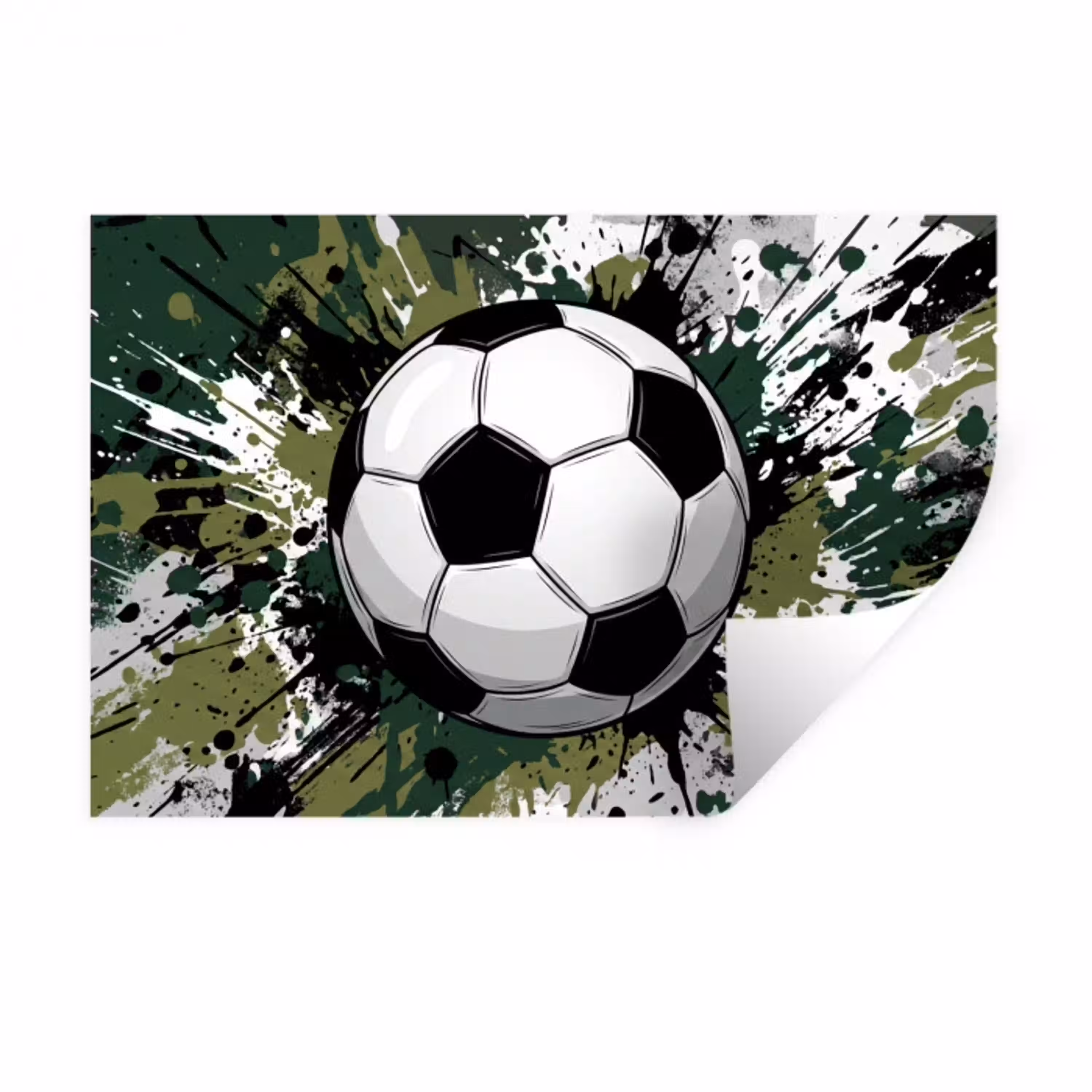 Voetbal - Verf - Spetters - Groen Muursticker klein -3d