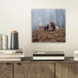 Boerderijdieren - Groep - Mist - Natuur - Rustiek aluminium wit klein -sfeer1