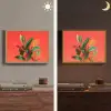 Bladeren - Nerven - Oranje - Structuur Light Box met batterij (Wandlamp) middel -sfeer3