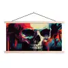 Schedel - Abstract - Rood - Blauw - Graffiti textielposter latten blank klein -3d
