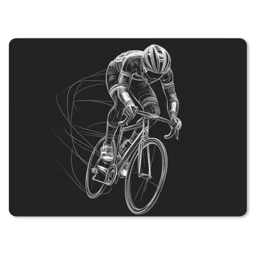 Lijntekening - Wit - Wielrennen - Snelheid muismat rubber klein -3d