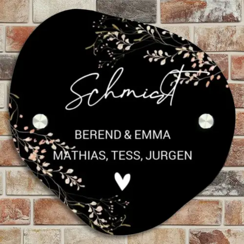 Botanisch - Zwart - Sierlijk Naambord Organisch middel -sfeer10
