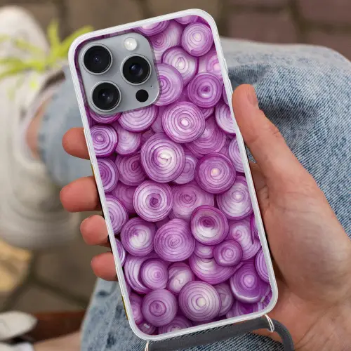 Paars - Uien - Close up Hoesje iPhone 16 Pro Max met koord klein -sfeer3