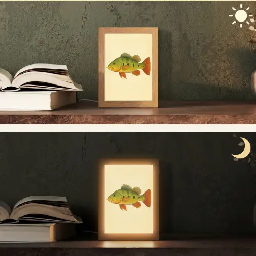 Schubben - Vis - Groen - Illustratie Light Box met kabel (Tafellamp) klein -sfeer3