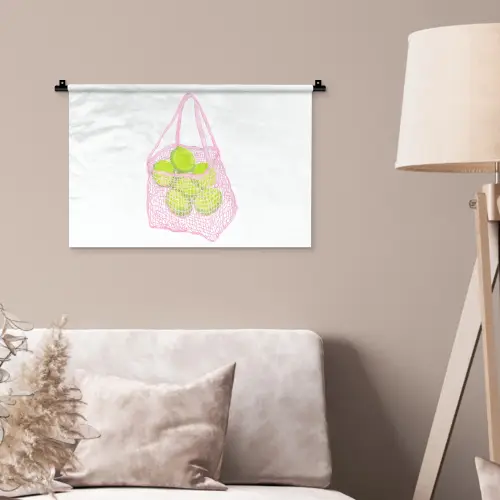Netzakje - Roze - Illustratie - Limoenen Wandkleed katoen klein -sfeer4