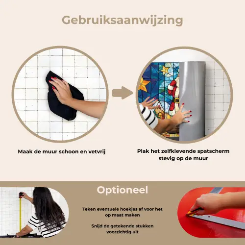 Kerstman - Glas - Kleurrijk keuken achterwand spatscherm klein -gebruiksaanwijzing_NL