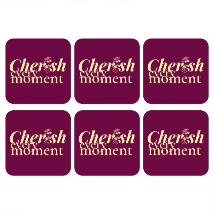 Cherish every moment - Cocktailglas - Bordeaux onderzetter kurk middel -3d