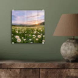 Madelief - Veld - Heuvels - Groen plexiglas 5mm klein -sfeer3