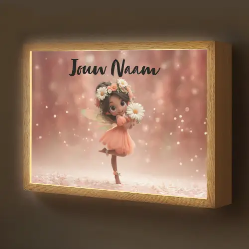 Bloemenfee - Roze - Meisje Light Box met batterij (Wandlamp kind) middel -z3d_website