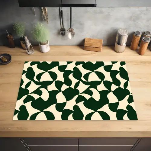 Groen - Organische vlakken - Crème Inductie beschermer vinyl 3mm klein 276 -sfeer5