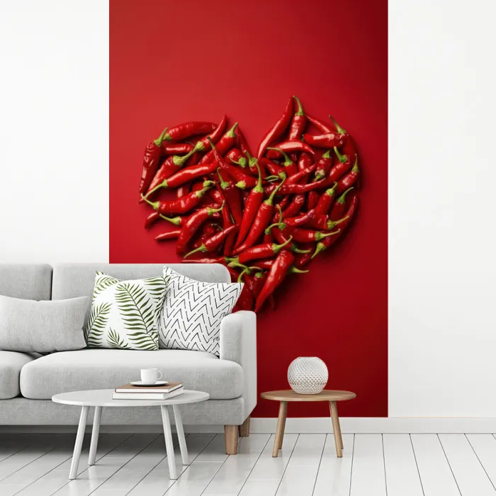Pepers - Rood - Hart fotobehang vinyl groot -woonkamer