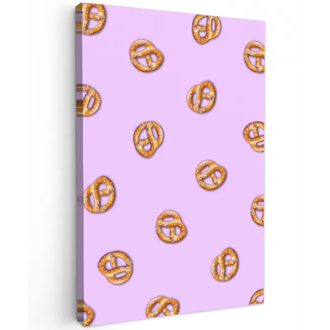 Pretzels - Eten - Paars Tuinposter op houten frame 2 cm dik middel -3d
