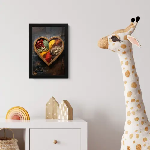 Houten - Hart - Kleurrijke - Specerijen fotolijst zwart zonder passe partout klein -usfeer4_kinderkamer