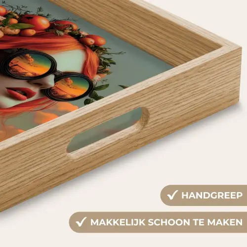 Vrouw - Kroon - Tomaat - Bascilicum - Zonnebril Dienblad Rechthoek middel -USP_HandgreepNL
