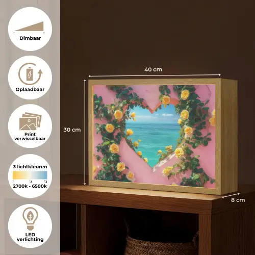 Hart - Zee - Muur Light Box met batterij (Wandlamp) middel -USP_websiteoverzichtNL