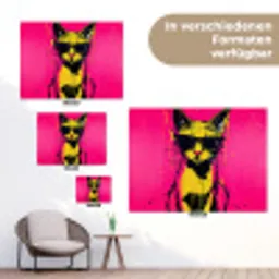 Kat - Art - Zonnebril - Roze tuinposter los doek klein -Xsfeer9_DE