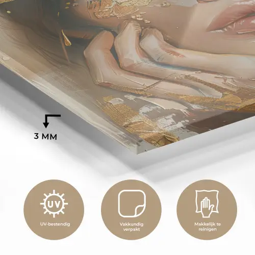 Vrouw - Bloemen  - Goud - Portret plexiglas 5mm klein -sfeer2
