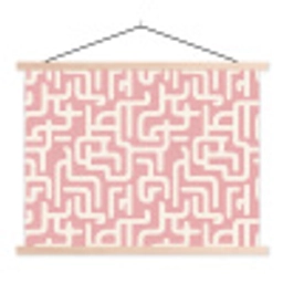 Doolhofpatroon - Roze - Wit - Abstract textielposter latten blank klein 122 -3d