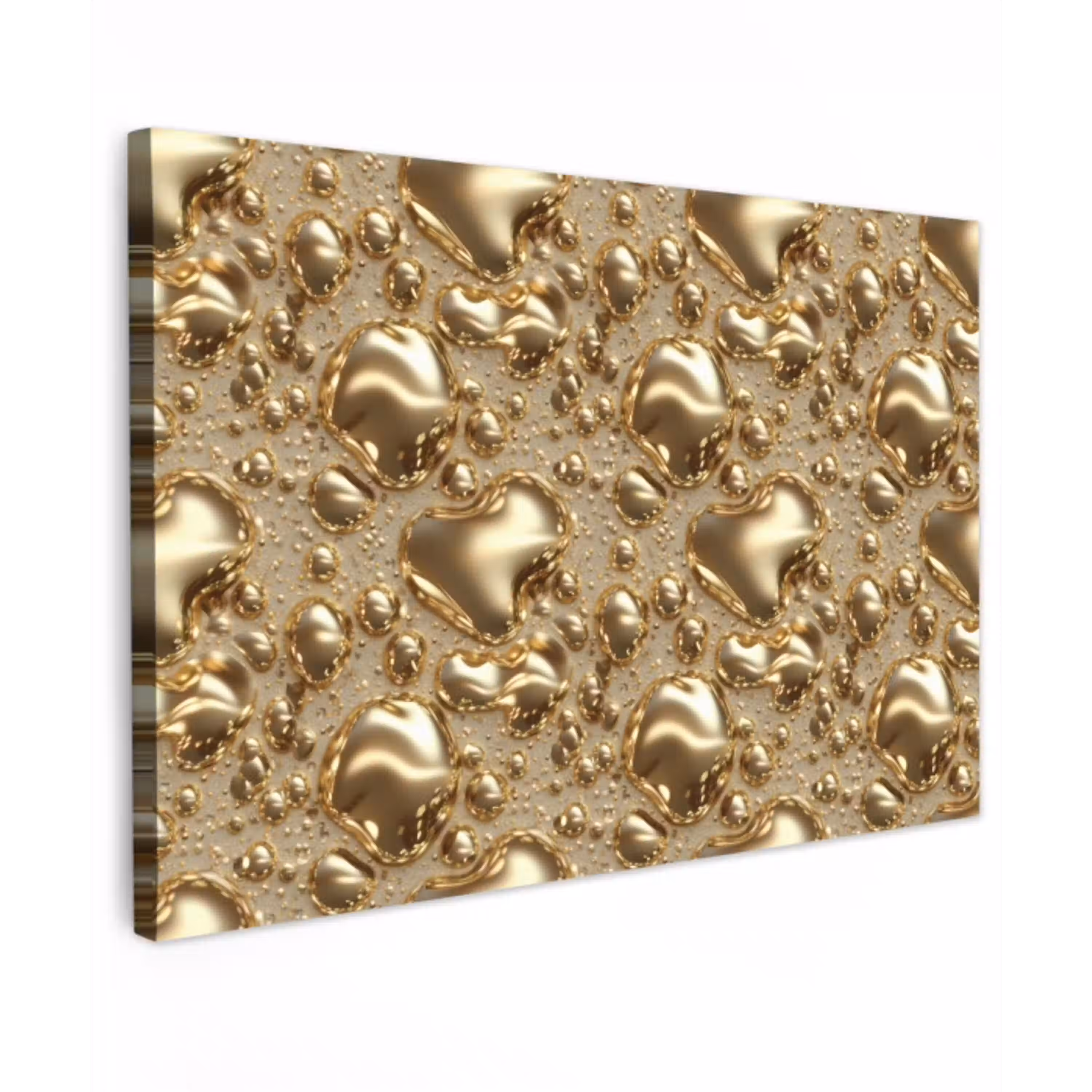 Druppels - Organisch - Goud Tuinposter op houten frame 2 cm dik klein 845 -3d