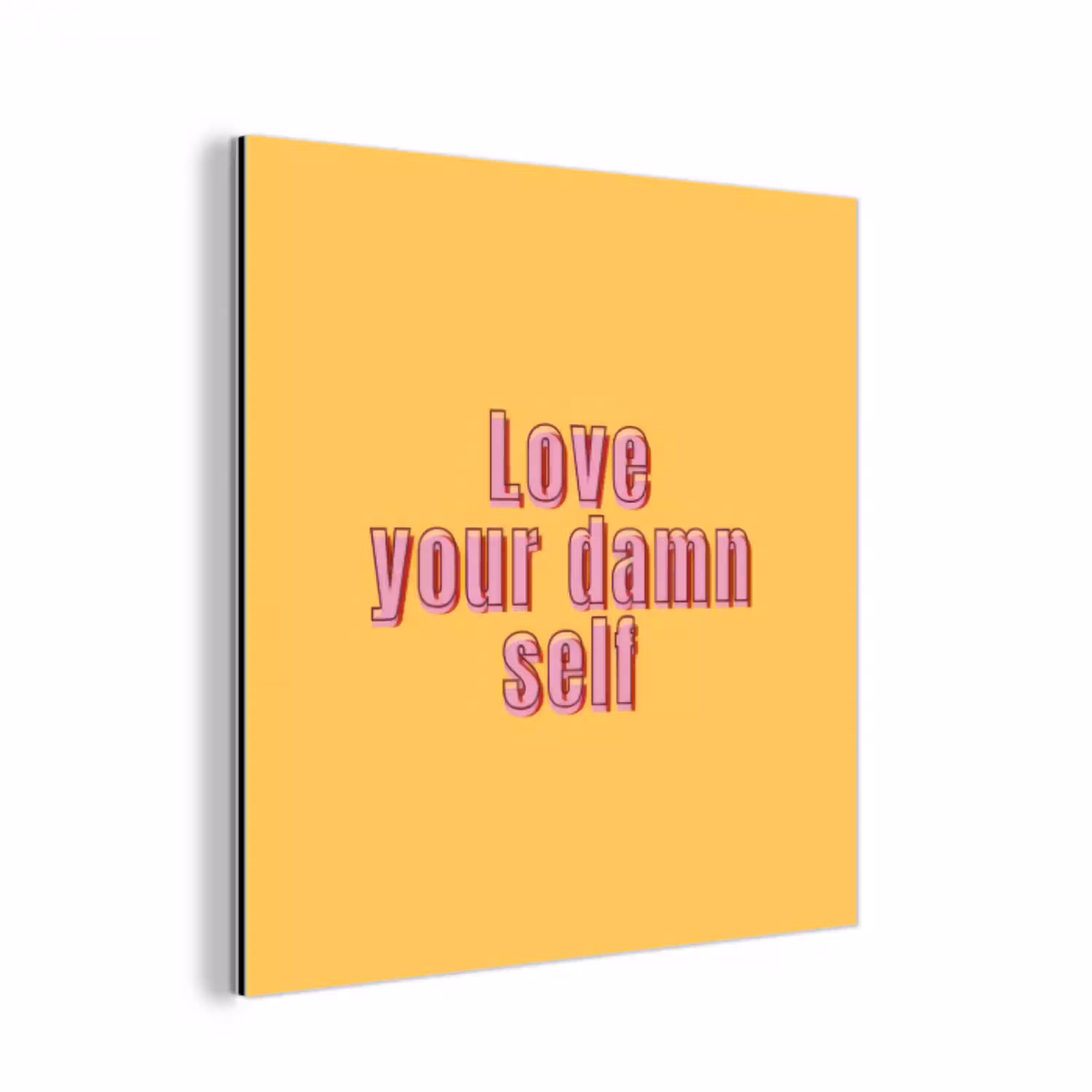 Love yourself - Roze - Geel aluminium wit klein -3d