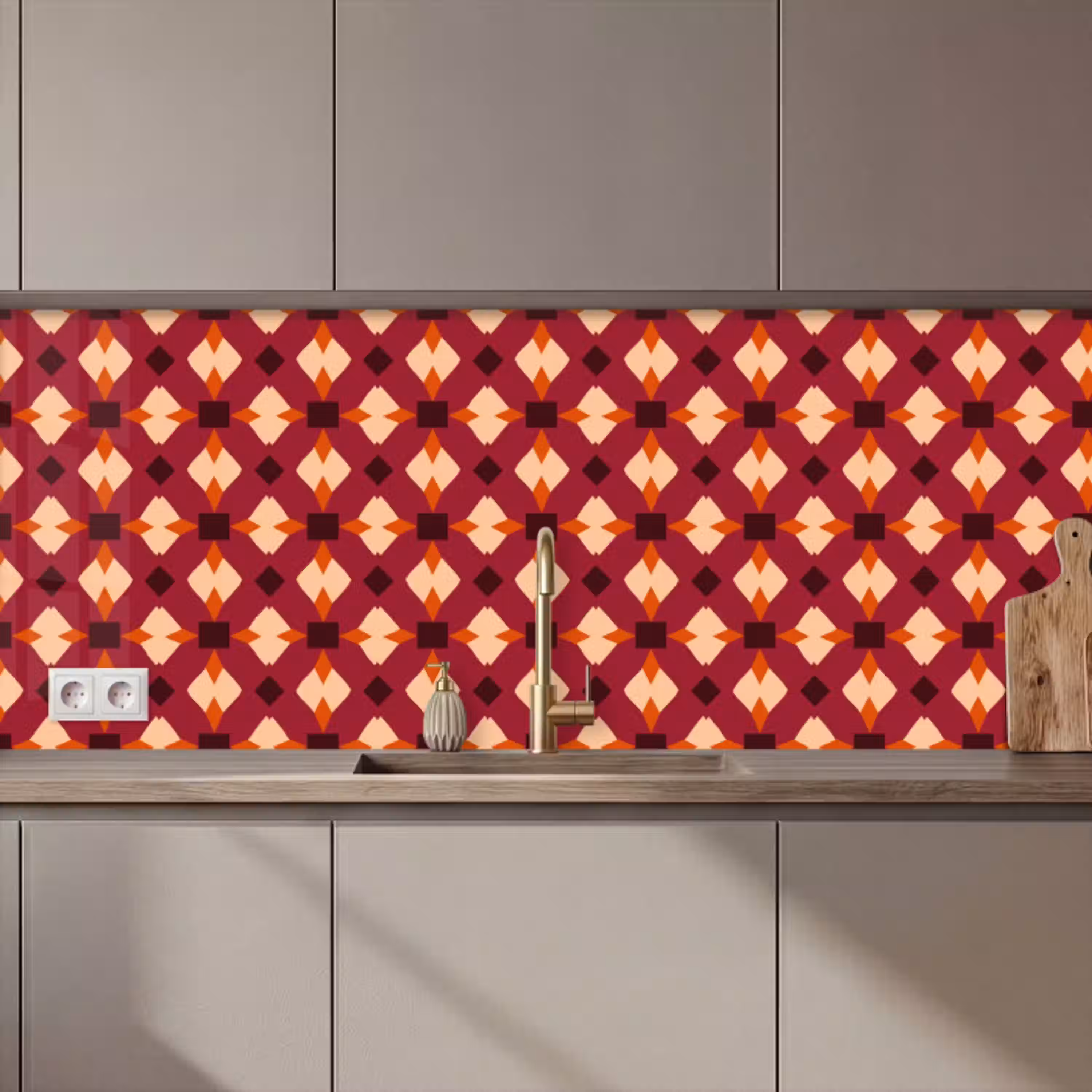 Retro - Patroon - Kleurrijk keuken achterwand 2 middel 871 zz_3dshopping
