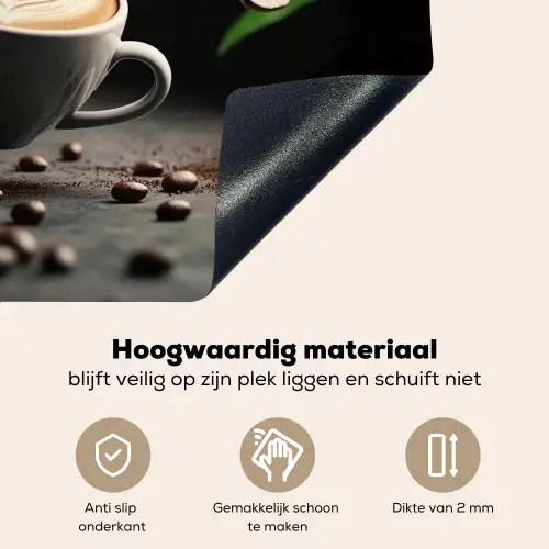 Cappuccino - Kop - Bonen - Bruin Inductie beschemer met haakjes klein -ky-onderkant-nl