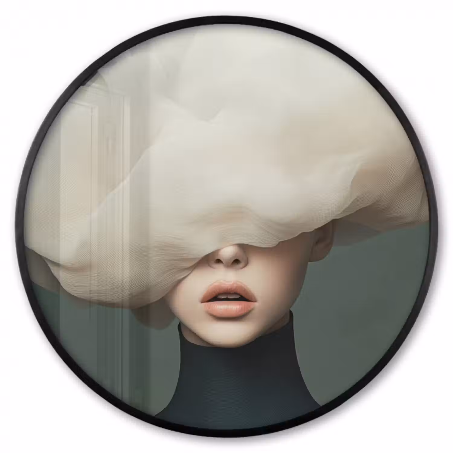 Ronde fotolijst - Hoed - Vrouw - Beige