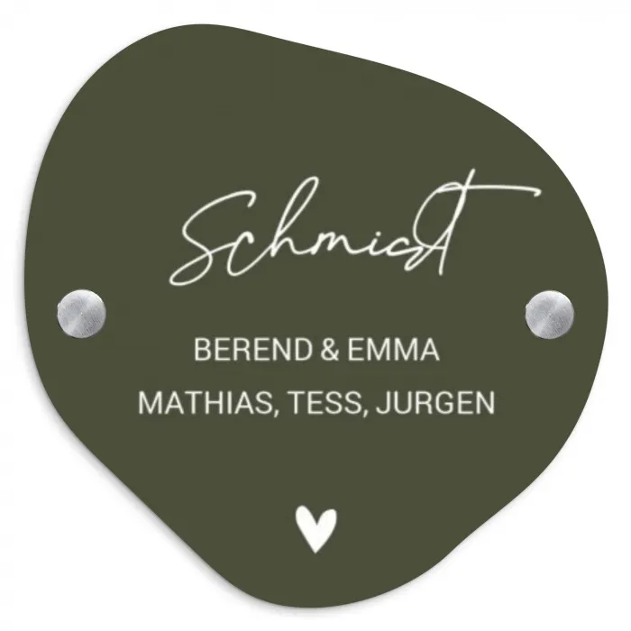Donkergroen - Sierlijk Naambord Organisch middel -3d