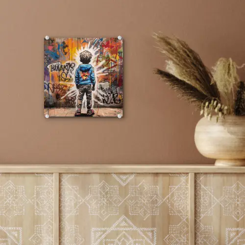 Graffiti - Jongen - Kleuren - Kunst - Street Art plexiglas 5mm klein -sfeer5