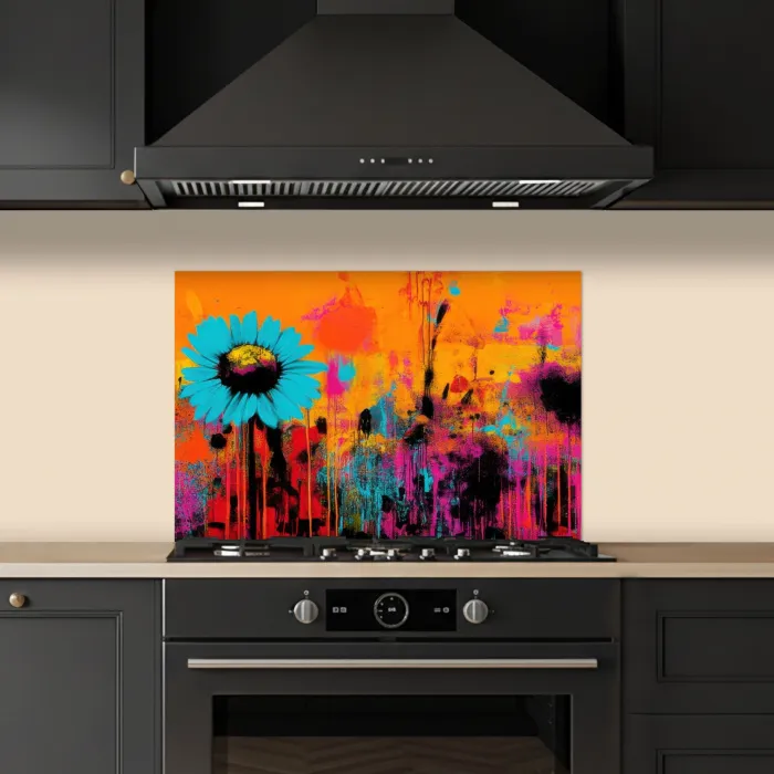 Zonnebloemen - Abstract - Oranje keuken achterwand spatscherm klein -sfeer1