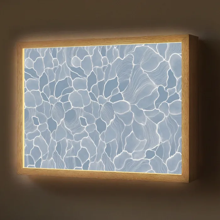 Abstract - Blauw - Bladeren Light Box met batterij (Wandlamp) middel -z3d_website
