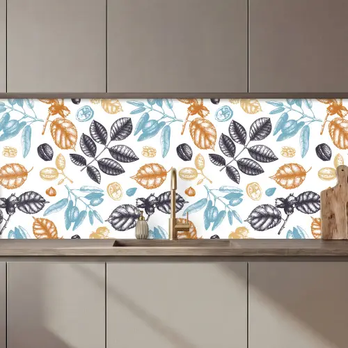 Vintage - Bladeren - Noot - Patronen keuken achterwand 2 middel 871 zz_3dshopping