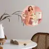 Roze - Retro - Vrouw Wandcirkel behangsticker klein -sfeer3