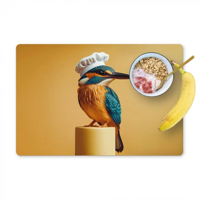 Ijsvogel - Pilaar - Koksmuts - Vogel Placemat vinyl groot -zzzproduct_Kitchenyeah-website