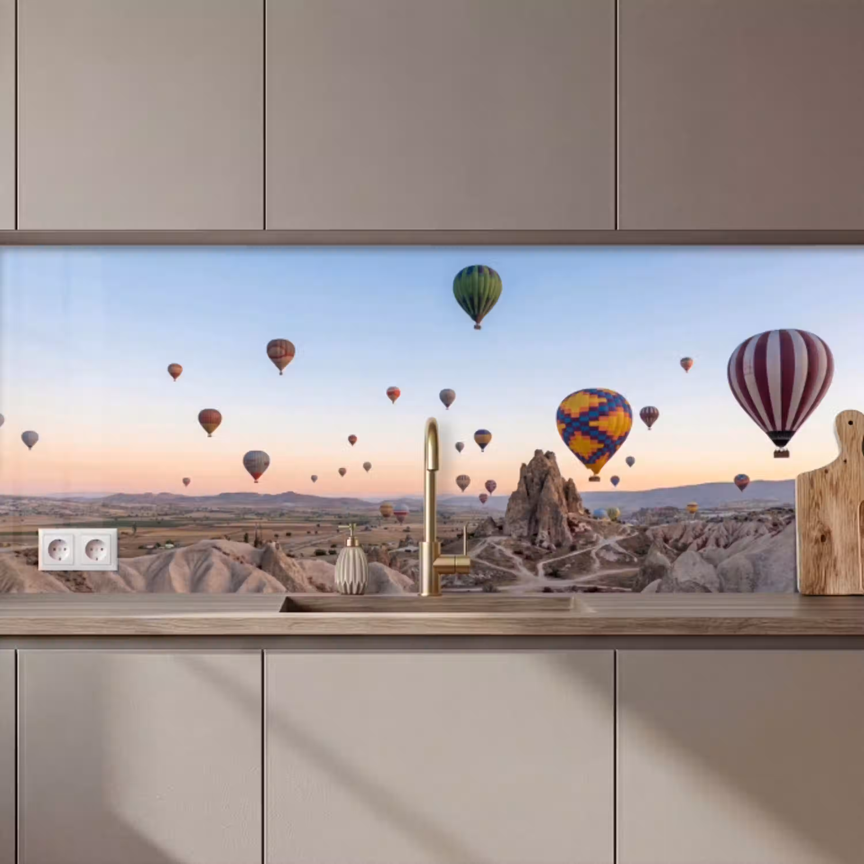 Luchtballonnen - Rotsen - Zonsopgang keuken achterwand 2 middel zz_3dshopping