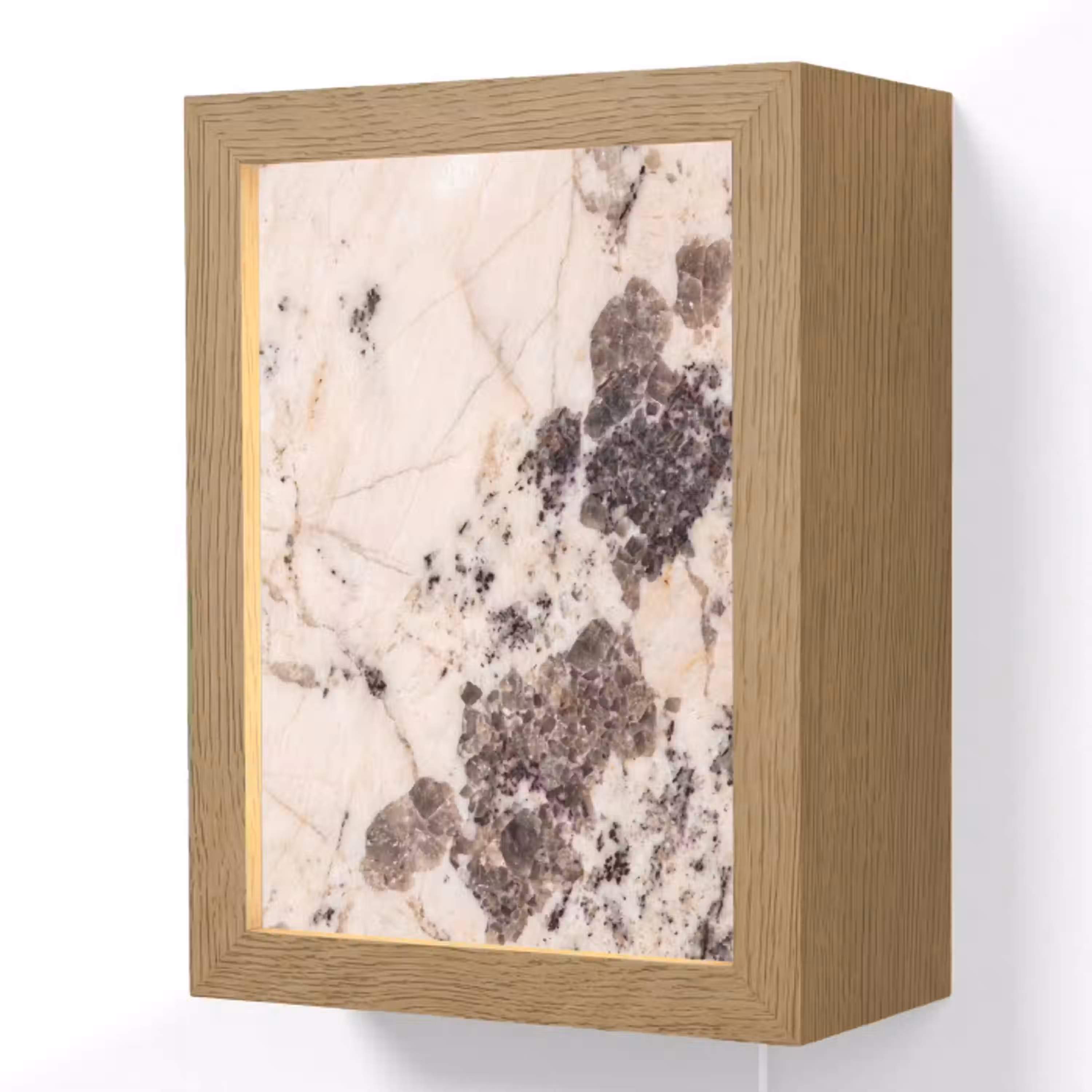 Natuursteen - Patroon - Abstract - Beige - Grijs Light Box met kabel (Wandlamp) klein -3d