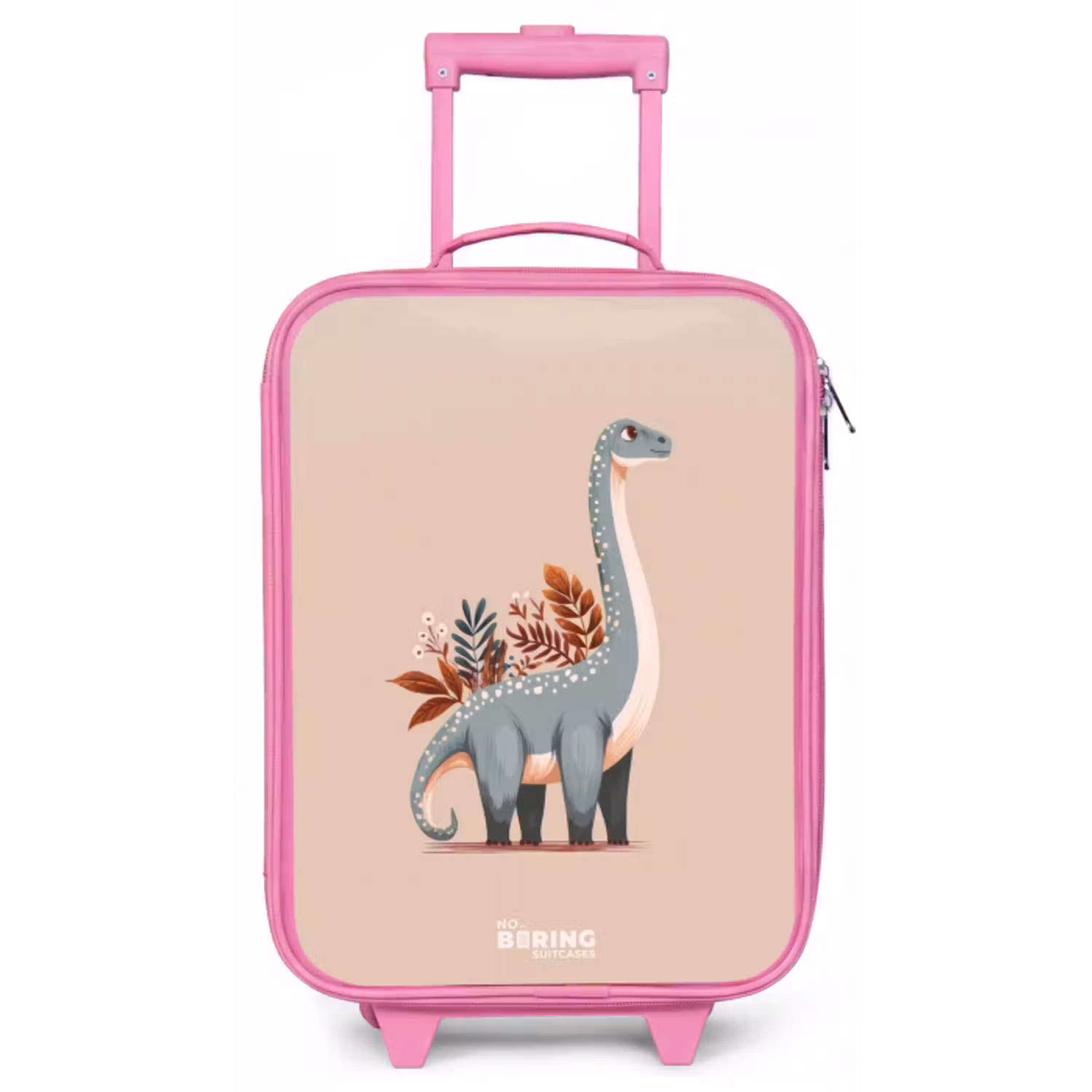 Blauwe dinosaurus op een beige achtergrond Kinderkoffer - Roze klein -zz3dotto