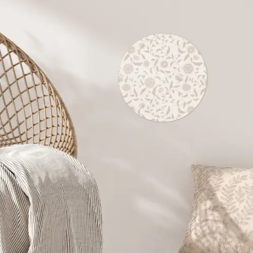 Sierlijk - Bloemen - Beige Wandcirkel behangsticker klein 186 -sfeer4