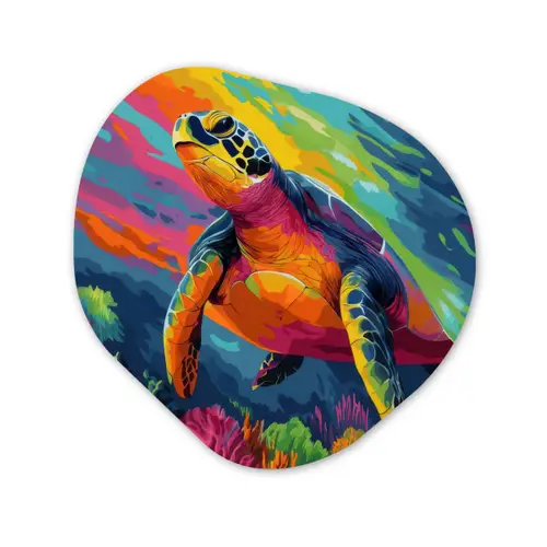 Koraal - Schildpad - Abstract - Water Wandcirkel Organisch Aluminium middel -3d