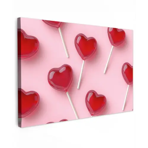 Lollies - Hartjes - Roze canvas 2cm klein -z3d