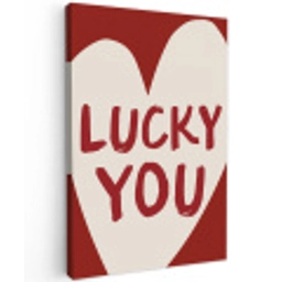 Lucky - Hart - Rood Tuinposter op houten frame 2 cm dik klein -3d