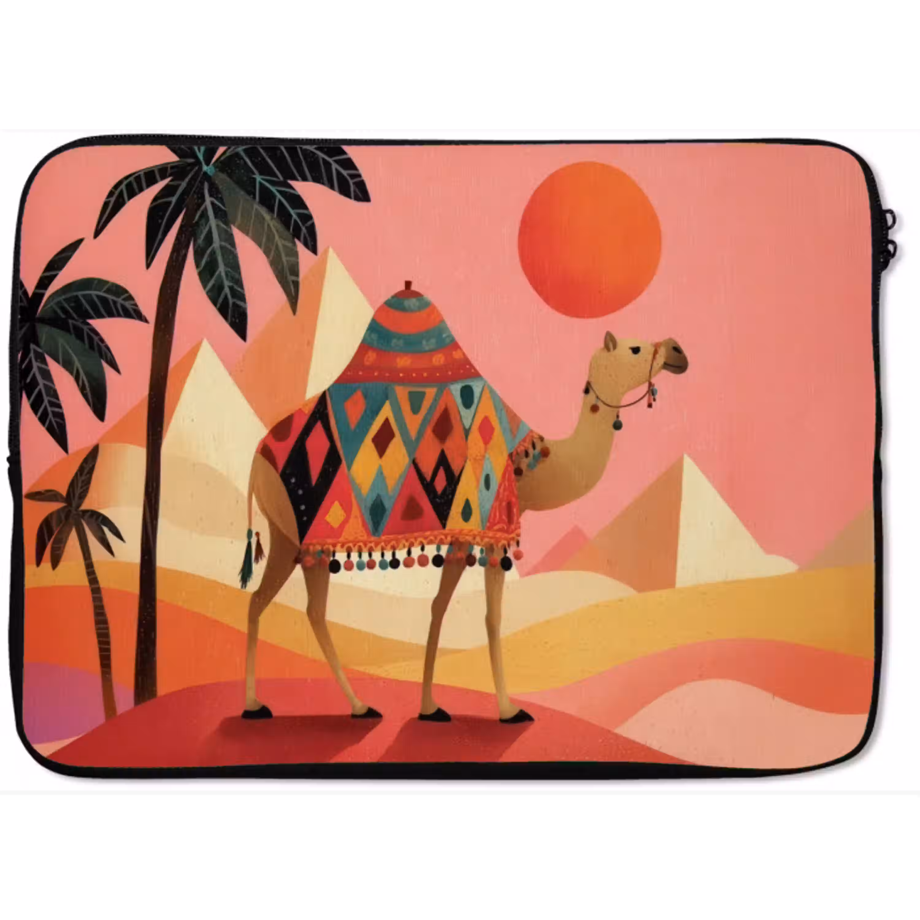 Kameel - Pyramides - Rode zon laptophoes neopreen klein -zkaufland3dotto