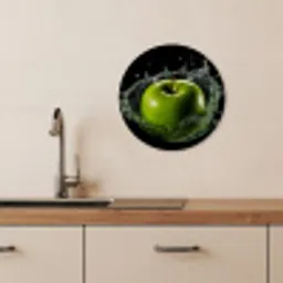 Appel - Groen - Fruit - Water - Zwart KitchenYeah - Keuken - Wandcirkel Forex klein -sfeer3