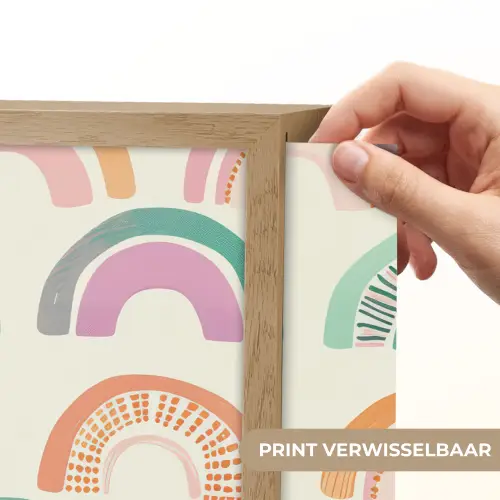 Regenboog - Pastel - Patroon Light Box met batterij (Wandlamp kind) middel -USP_websiteprintNL