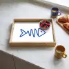 Vis - Minimalistisch - Blauw - Lijn Dienblad Rechthoek middel -sfeer2