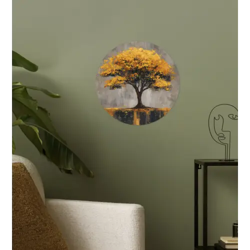 Boom - Bladeren - Goud - Abstract Wandcirkel behangsticker klein -sfeer2