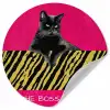 Kat - Baas - Roze - Tijgerprint Wandcirkel behangsticker klein -3d