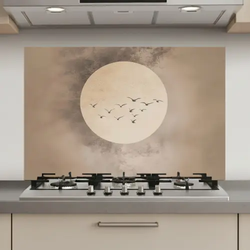 Vogel - Beige - Japandi keuken achterwand spatscherm klein -3d_website