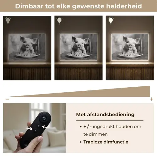 Varken - Schattig - Spaghetti - Zwart wit - Dier Light Box met batterij (Wandlamp) middel -USP_dimbaarNL