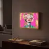 Bloemenkroon - Goud - Vrouw - Portret Light Box met batterij (Wandlamp) middel -sfeer1